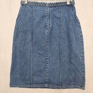 Que Pasa Women Vintage Y2K Western Boho Indie Braided High Waist Denim Skirt 8